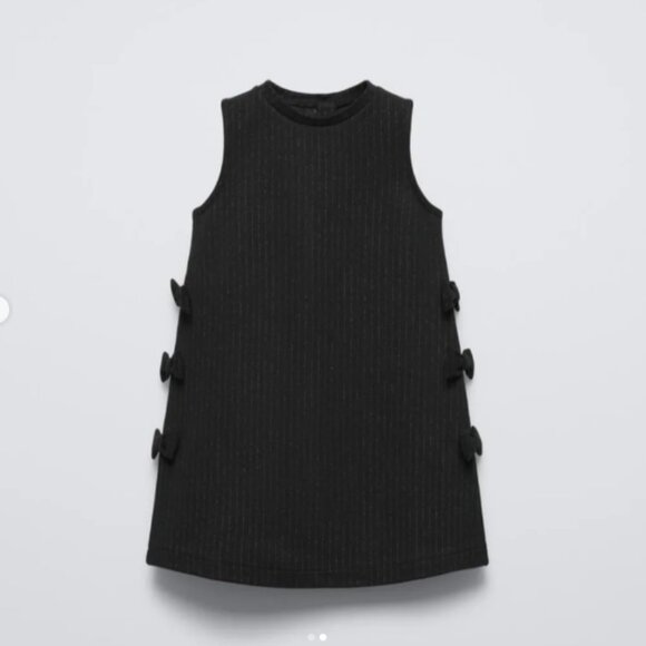 Zara Other - NWOT Zara Girls Black Knit Sleeveless Dress with Bow Details